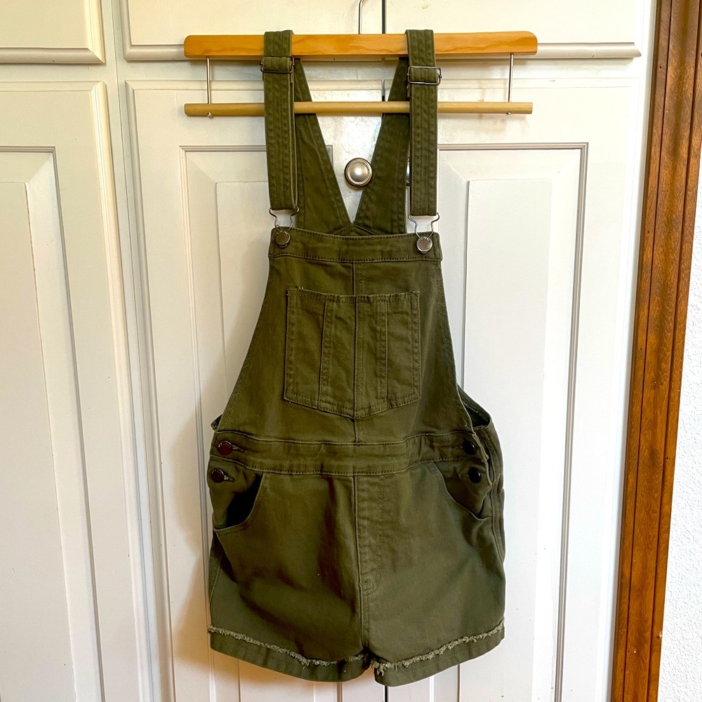 GREEN DENIM OVERALLS W SHORTS